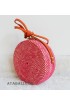 coloring rattan circle sling leather bags maroon color